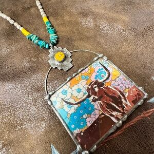 Western Handmade by Harley & Maude’s Turquoise and Silver Longhorn Necklace